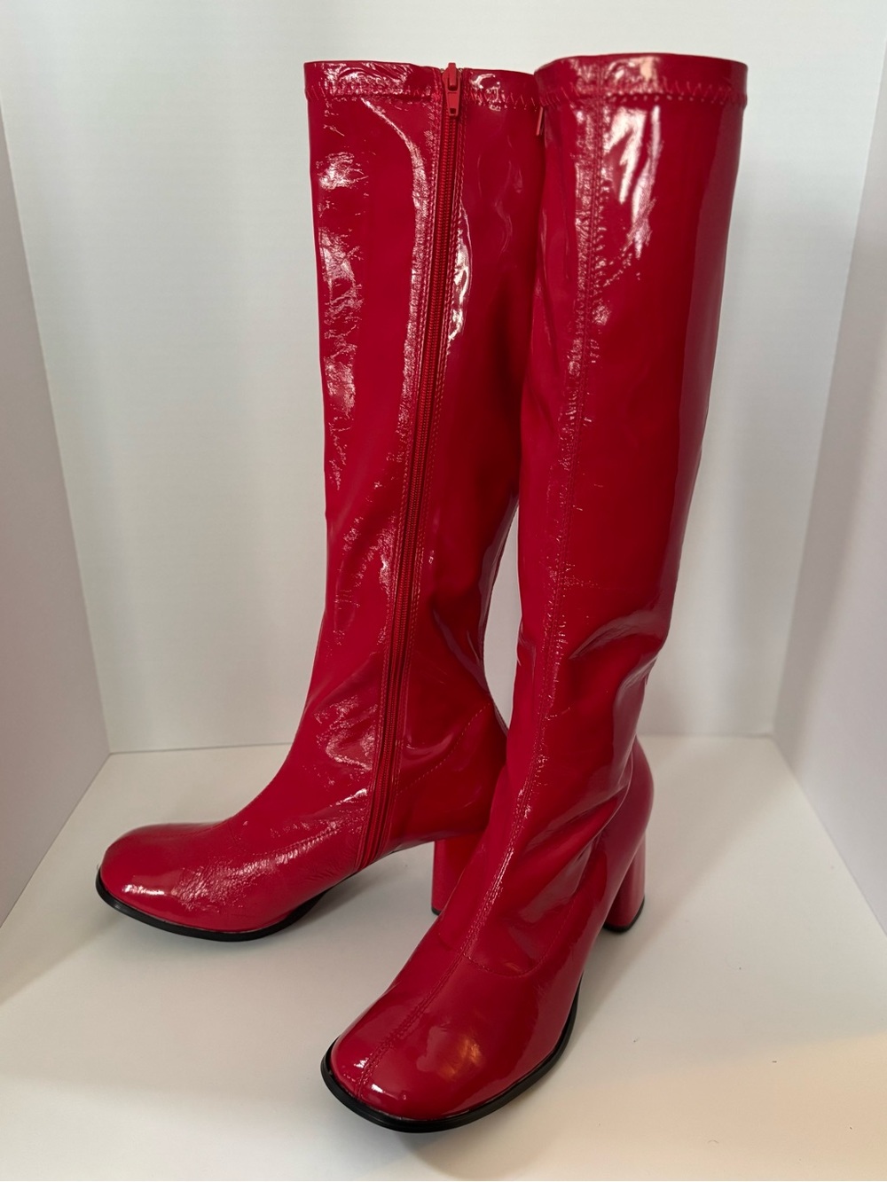 Funtasma Glossy Red Pleather Over-the-Knee Go-Go Boots 70’s Halloween Size 15